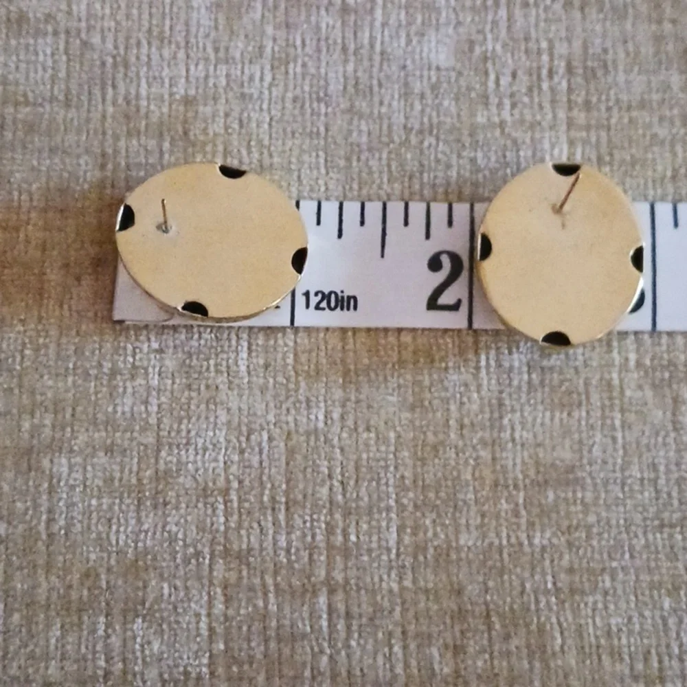 Gold Tone Oval Disc Post Earrings